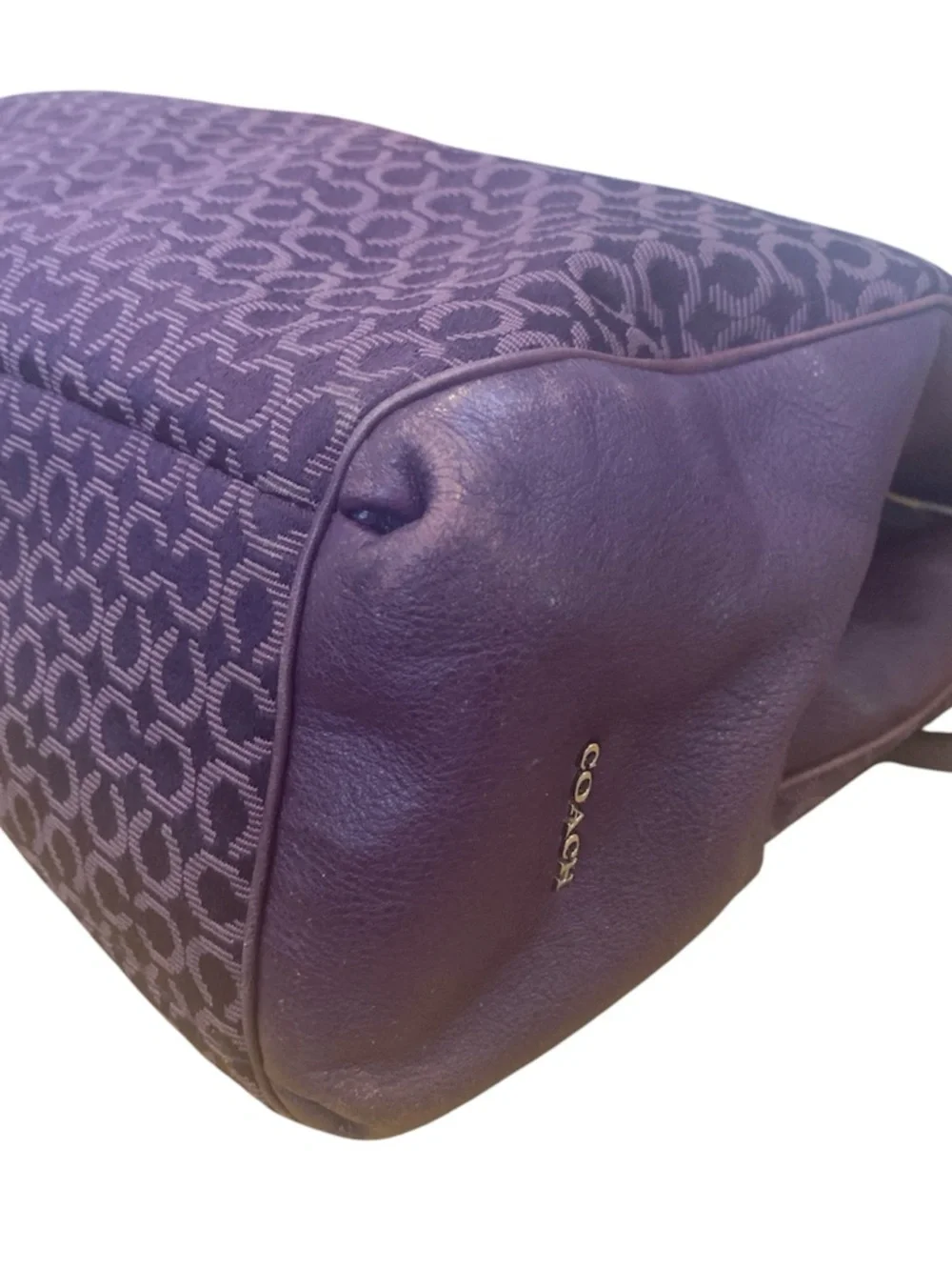 Coach Purple Madison Phoebe Signature Needlepoint Jacquard  & Leather Op Art Bag - Picture 5 of 12